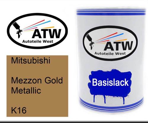 Mitsubishi, Mezzon Gold Metallic, K16: 500ml Lackdose, von ATW Autoteile West.